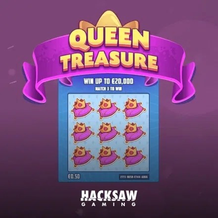 Lottery logo of Queen Treasure from Hacksaw Gaming at Frank Casino